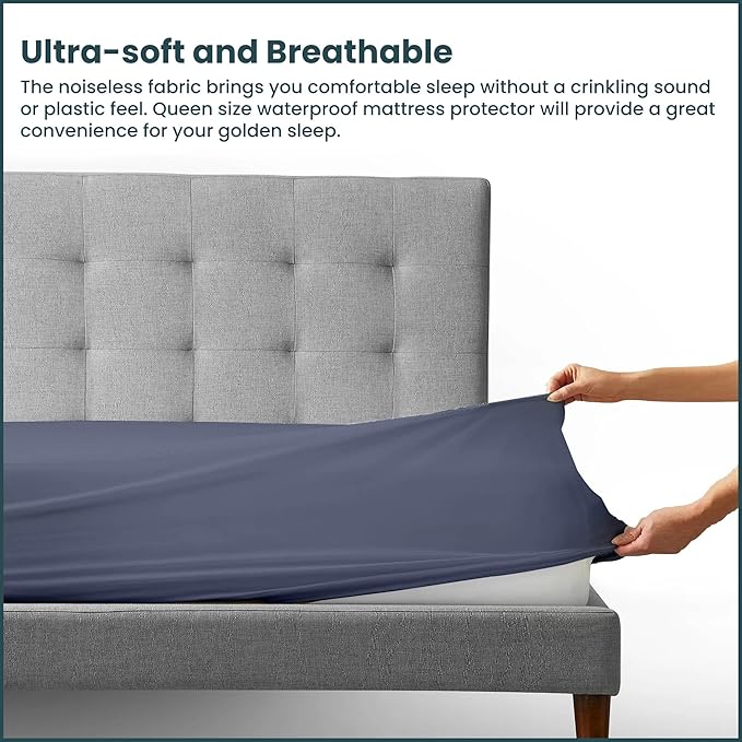 Treaton, Zippered Mattress Protector Cover, Waterproof, Easy to Clean, Fits Mattress up to 7-Inch, 75" x 30", Blue