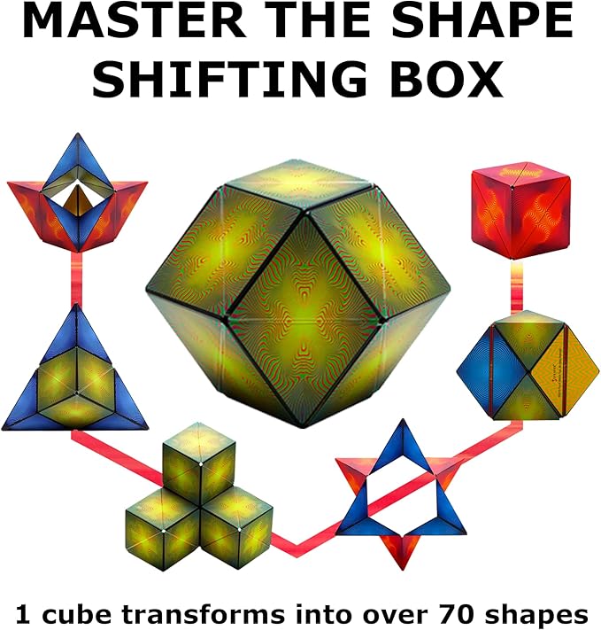 Shashibo Shape Shifting Box - Award-Winning STEM Fidget Toy with Strong Magnets - Fidget Cube Transforms Into 100+ Shapes, Christmas Stocking Stuffers Gift for Kids, Teens, and Adults