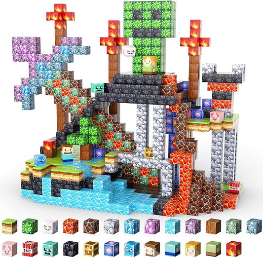 UGY 100PCS Magnetic Blocks - Build Mine Magnet World, Magnetic Building Blocks for Kids Ages 4-6 6-8 8-12, STEM Educational Sensory Toys for Boys & Girls