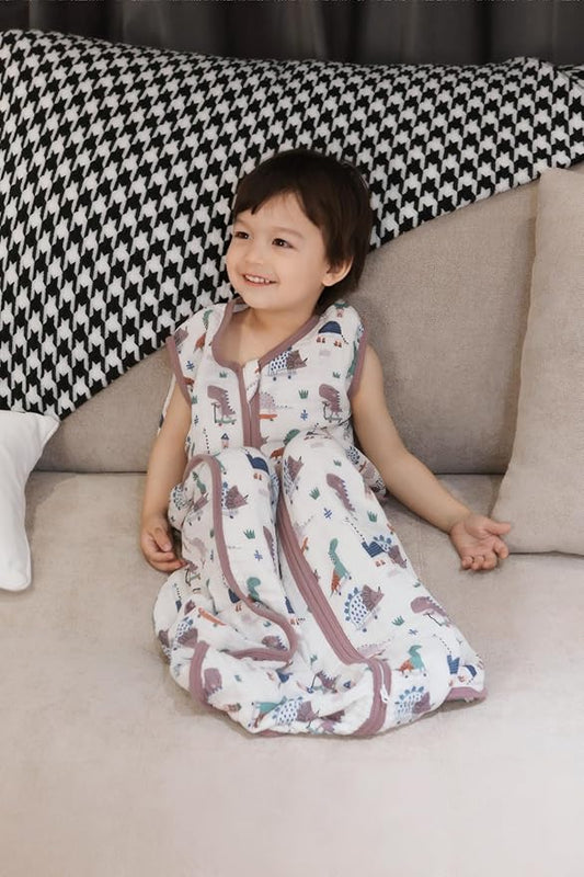 Baby Sleep Sack 2-4 T Baby Wearable Blanket 100% Organic Cotton 0.5 TOG Toddler Sleep Sacks 2- Way Zipper Soft 4 Layers Muslin 2T 3T 4T Dinosaur