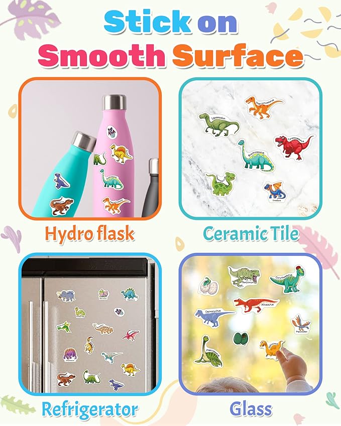 Benresive Reusable Sticker Books for Toddlers, Fun Travel Stickers for Kids, Toddler Sticker Book, Crafts Activities for Toddlers, 3 and Up Birthady Gifts - Dinosaurs