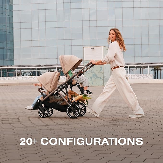 Cybex Gazelle S All-in-One Toddler and Baby Stroller with Over 20 Modular Configurations, Ergonomic Near-Flat Recline, Shopper Basket, and Compact Fold, Moon Black, Silver Frame