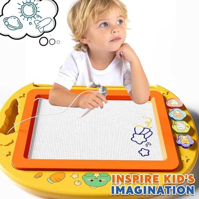 Large Magnetic Drawing Board 13 × 17 in Doodle Board Toddler Toys for Girls Boys 3 4 5 6 7 Year Old Kids, Preschool Educational Travel Toys Gifts Etch A Colorful Sketch Magnet Erasable Writing Pad