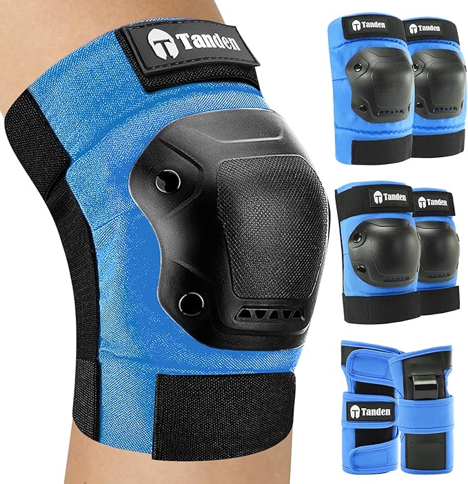 Skateboard Protective Gear Knee Pads and Elbow Pads Set, Elbow and Knee Pads for Roller Skating Wrist Guards Skateboarding Pads