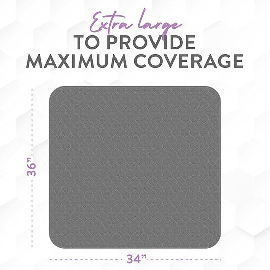 Inspire Underpads | Stain Hiding Gray Reusable Incontinence Bed Pads | Waterproof Mattress Pad | for Adults Babies and Dogs (34 X 36 - 6 Pack)
