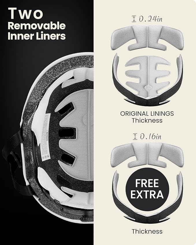 OutdoorMaster Skateboard Cycling Helmet - Two Removable Liners Ventilation Multi-Sport Scooter Roller Skate Inline Skating Rollerblading for Kids, Youth & Adults