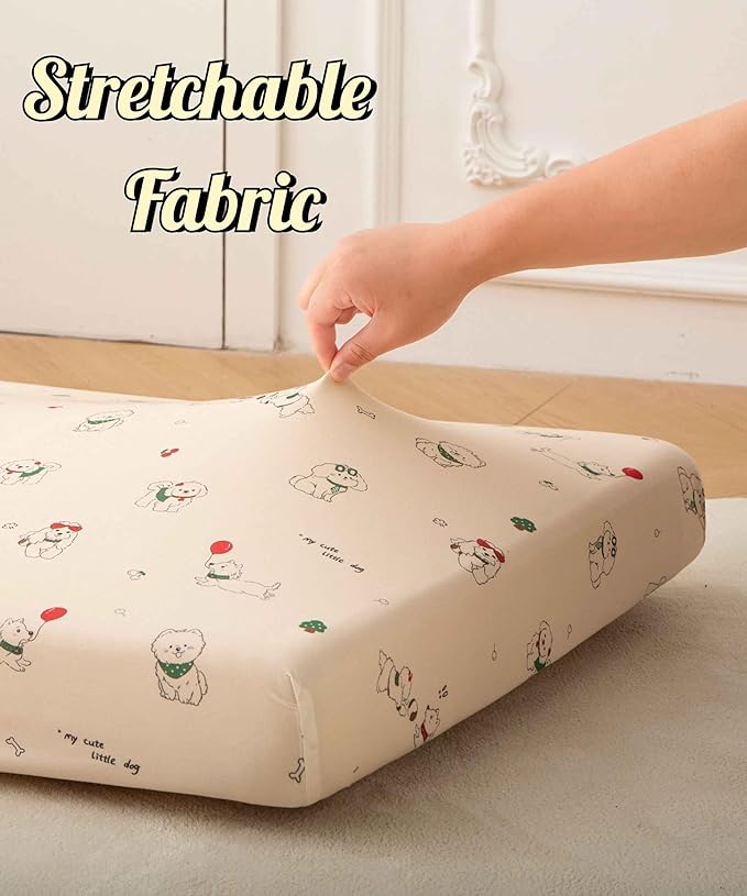 SDY Dog Jersey Crib Sheets, Cute Animal Crib Sheets for Standard CribMattress&Toddler Bed Mattress Cover,2 Packed, Size52 x28 x8, Super Soft Jersey Fitted Sheet for Baby Boys and Girls