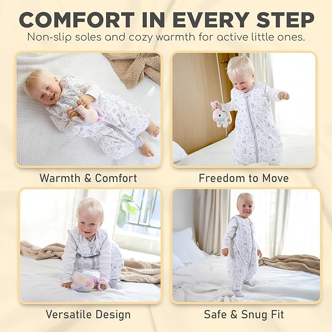 Mama Cheetah Toddler Sleep Sack with Feet 2T, 2.5 TOG Organic Cotton Baby Sleeping Bag with Legs, Winter Baby Wearable Blankets for Early Walker M