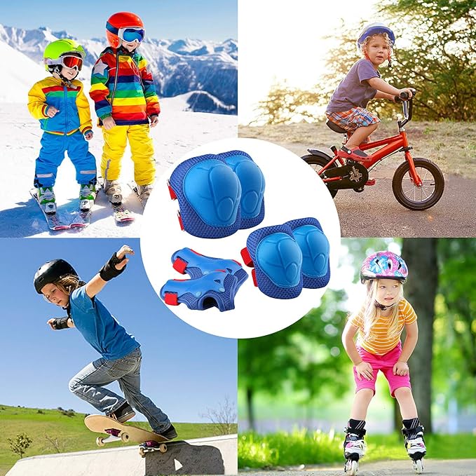 Kids Protective Gear Set Knee Pads for Kids 3-14 Years Toddler Knee and Elbow Pads with Wrist Guards 3 in 1 for Skating Cycling Bike Rollerblading Scooter
