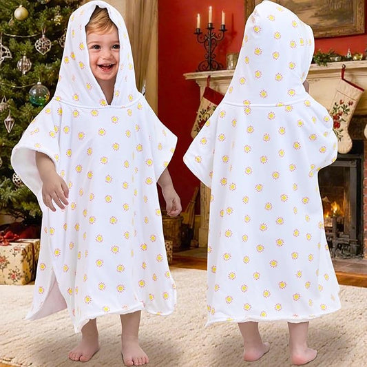 VOOVA & MOVAS Double-Layered Thick Toddler Poncho Towel with Hood (2-4 Years, 20x21 Inches) | Ultra Soft & Absorbent Cotton | Toddler Bath Towel for Swimming, Beach, Shower & Winter