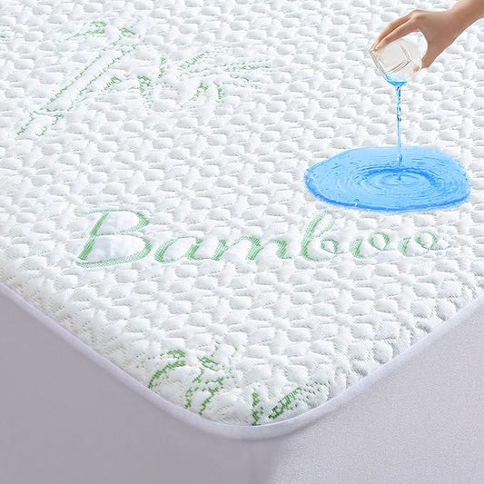 GOONIK Twin XL Mattress Protector for College Dorm Room Essentials, Back to School Breathable Bamboo Viscose Waterproof Twin Extra Long Size Mattress Pad Cover with 6-16 inches Deep Pocket
