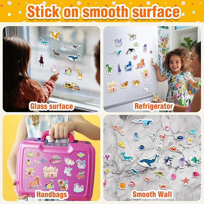2 Sets Reusable Sticker Books for Toddlers 1-3, Removable Jelly Sticker Books for Kids 2-4 Years, Toddler Travel Toys Activity Road Trip Essentials for Kids- Vehicle + Ocean