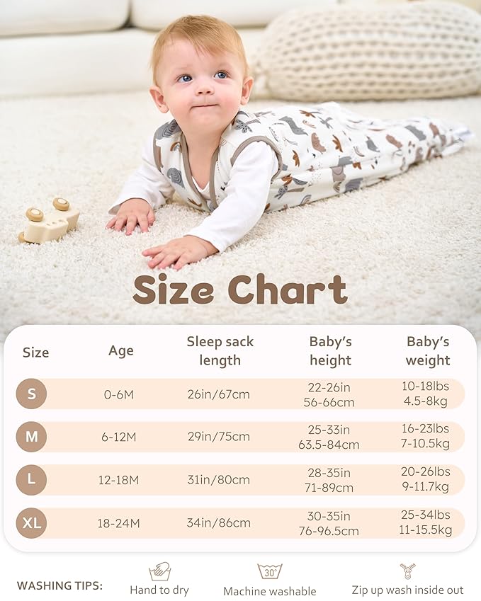 Rayon Made from Bamboo Baby Sleep Sack 0-6 Months, 1.0 Tog Baby Wearable Blanket, Soft Sleeping Bag for Newborn Infant Babies with 2-Way Zipper 2 Pack (Small) Grey Elephant