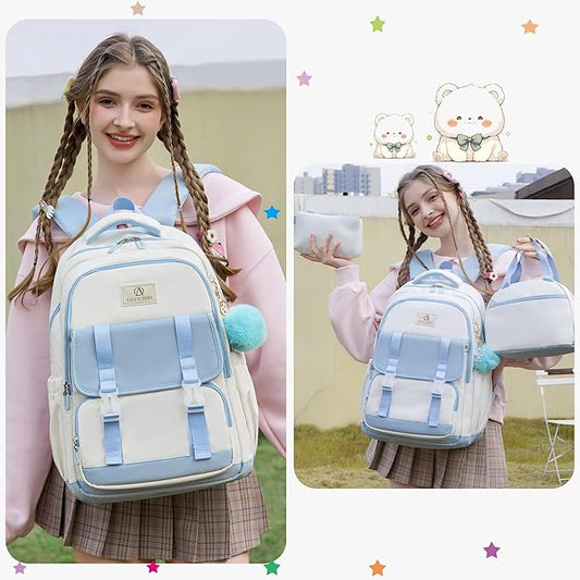 AO ALI VICTORY Laptop Backpack 16 Inch Kids Elementary Middle High School Bag College Backpacks Women Work Business Back Pack Travel Rucksack Large Bookbag for Teens Girls Womens Students,Blue