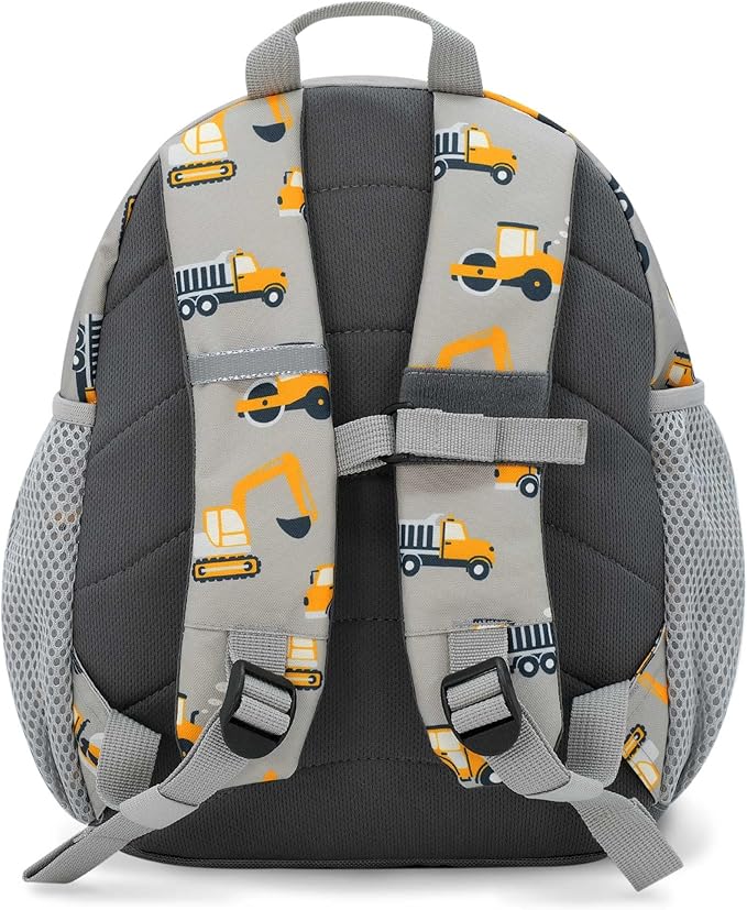 JAN & JUL Water Resistant Lightweight Backpack for Boys, Small Schoolbag for Toddlers (Grey Construction, One Size)