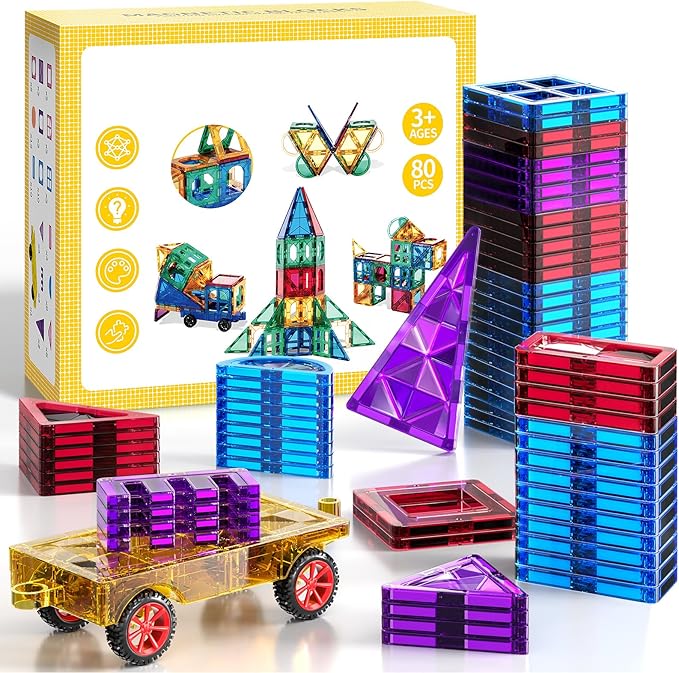 Magnet Toy for Toddlers 1-3, Toddler Magnet Building Blocks Tiles Toys for Kids Ages 1-3 4-8, Preschool Learning Sensory Educational Gifts Toys for Boys and Girls 3+ Year Old