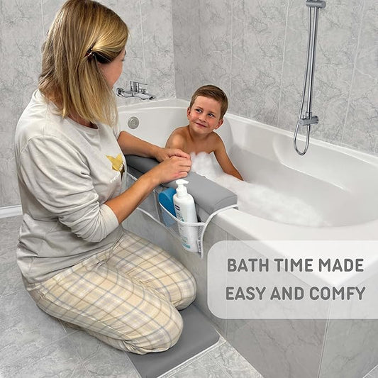 Baby Bath Kneeler and Elbow Rest Pad Set - Non-Slip Quick Dry Bath Kneeling Pad and Bath Elbow Rest Pad with Pockets for Baby Bath Essentials