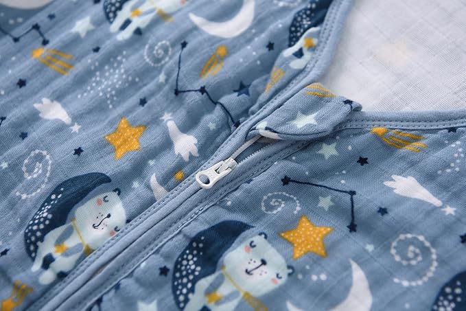Baby Sleep Sack 2-4 T Boys & Girls Wearable Blanket 100% Organic Cotton 0.5 TOG Toddler Sleeping Sack 2- Way Zipper X-Large Muslin Blue Bear