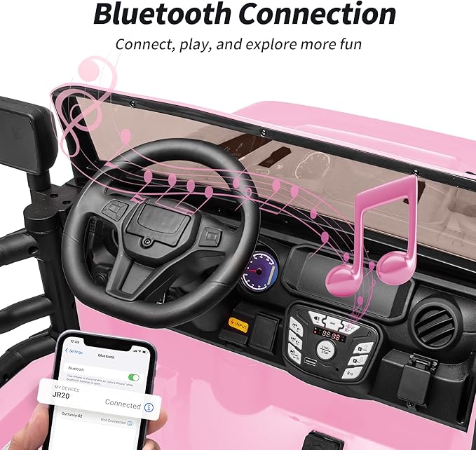 2 Seater Ride on Car Toy, 24V 4WD Electric Car for Kids 4-8 with Remote Control, 4x200W Motors, Capacity 150 lb - Light Pink