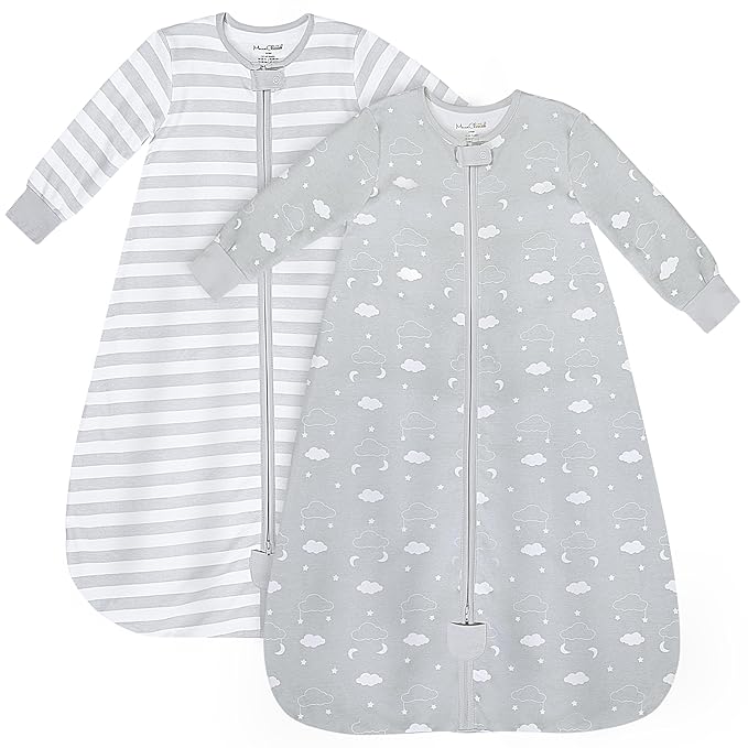 Mama Cheetah Baby Sleep Sack with Sleeves, 0.5 TOG Organic Cotton Wearable Blanket and Two-Way Zipper, Swaddle Transition Long Sleeve Sleeping Bag for Newborn Infant Toddler, 18-24 Months
