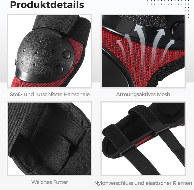 yeesport Youth Knee Elbow Pads, Knee Pads and Elbow Pads for Kids Dirt Bike Gear with Anti-Impact Hard Shell, Breathable Mesh, Adjustable Little for Motorcycle Biking Skating Scooter Sports