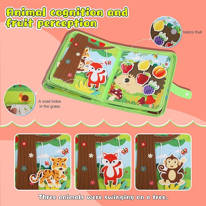Toddler Busy Board Montessori Toys for 3 Year Old - Farm Busy Book Educational Learning Sensory Toy for Boys Girls - Christmas Birthday Gifts for Toddlers Travel Toys for Airplane Car