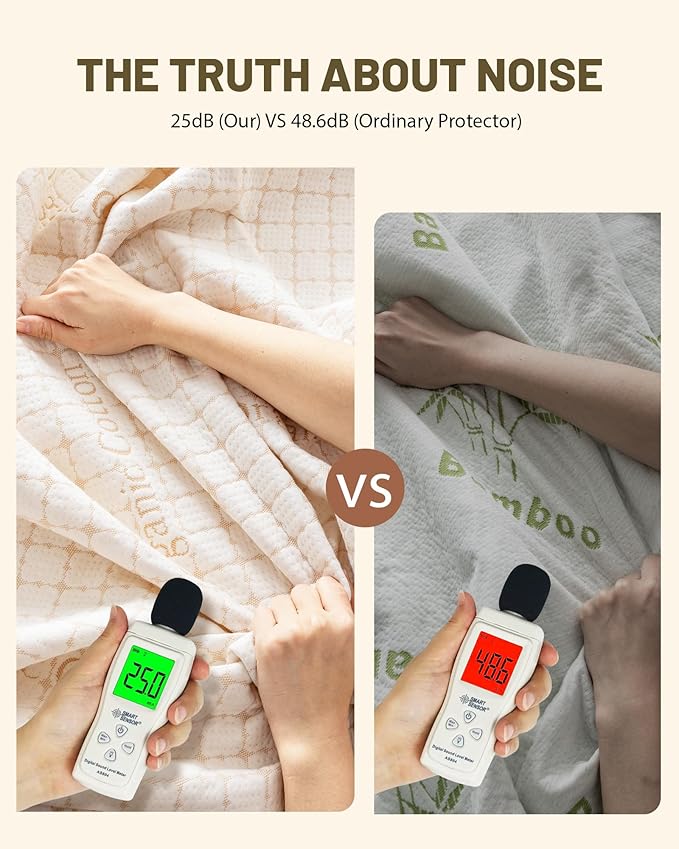 Organic Cotton Mattress Protector 100% Waterproof Mattress Protectors Noiseless 3D Air Fabric Mattress Cover Breathable Protectors Bed Cover Washable with Deep Pocket King 78"X80"
