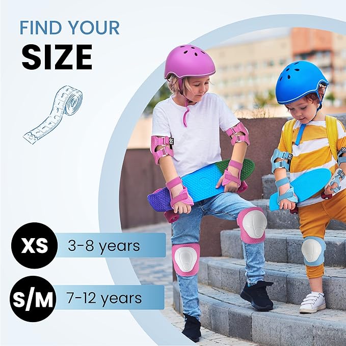 99FLIPS Knee Pads for Kids 3-12 Years - 6pcs Complete Set Certified by TÜV Rheinland - Knee Pads Elbow Pads and Wrist Guards for Kids and Toddler - Skateboard Roller Skates Scooter