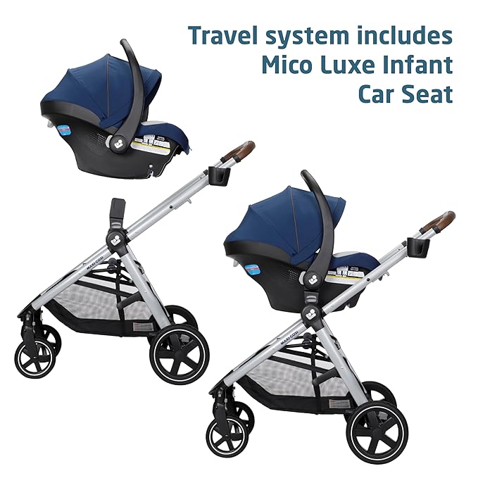 Maxi-Cosi Zelia™ Luxe 5-in-1 Modular - Baby Travel System Car Seat and Stroller, Infant Car Seat and Stroller Combo, Baby Car Seat and Stroller Combo in New Hope Navy