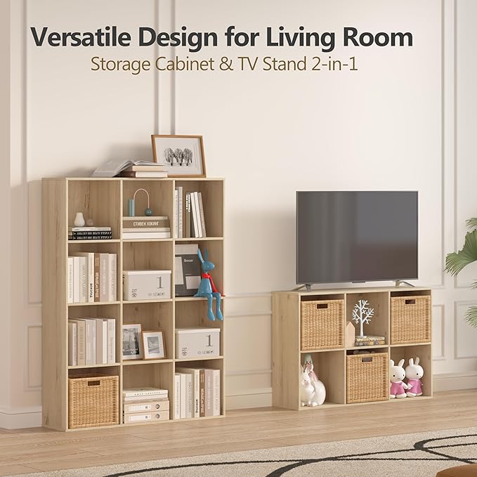Jpiziso 6 Cube Storage Organizer, Wooden Cube Shelves with Closed Back Panel, Reversible Bookcase, Cubes Closet Organizer for Home, Living Room, Kids Room, Office, Bedroom, Study, Hallway