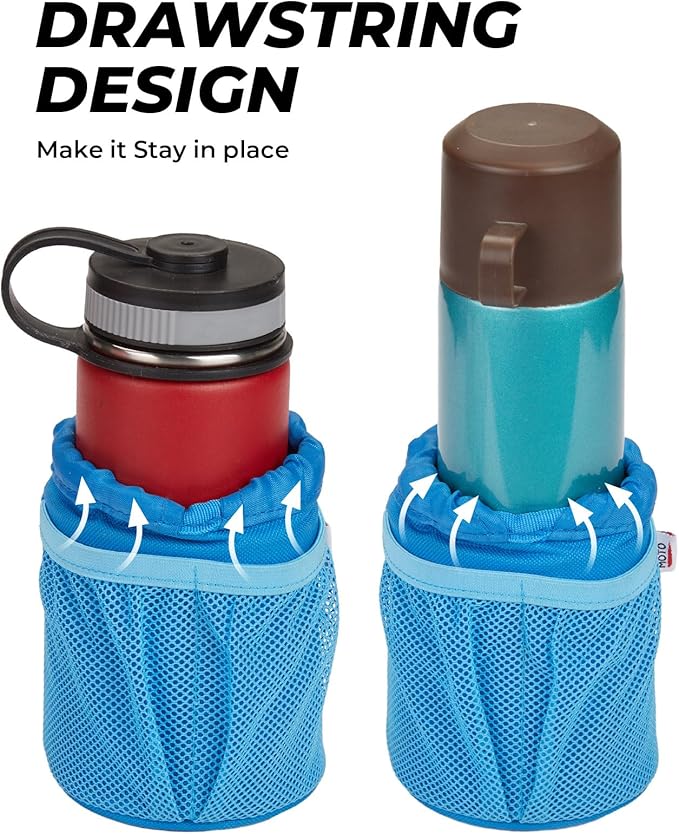KEMIMOTO Motorcycle Cup Holder, Oxford Fabric Motorcycle Drink Holder with 0.6"-1.5" Alligator Clamp, Universal Water Bottle Cup Accessories for Bike, ATV/UTV, Scooter, Boat, Walker, Blue
