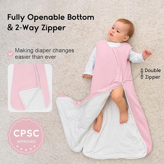 Yoofoss Rayon Made from Bamboo Baby Sleep Sack 0-6 Months 1.0 Tog Baby Wearable Blanket, Super Soft Infant Toddler Sleeping Sack 2-Way Zipper