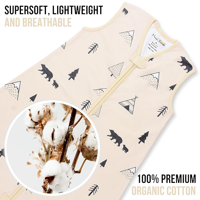 Mama Cheetah Toddler Sleep Sack with Feet, 0.5 TOG Organic Cotton Baby Wearable Blankets with Legs, Baby Sleeping Bag for Walkers, Early Walker 6-18 Month