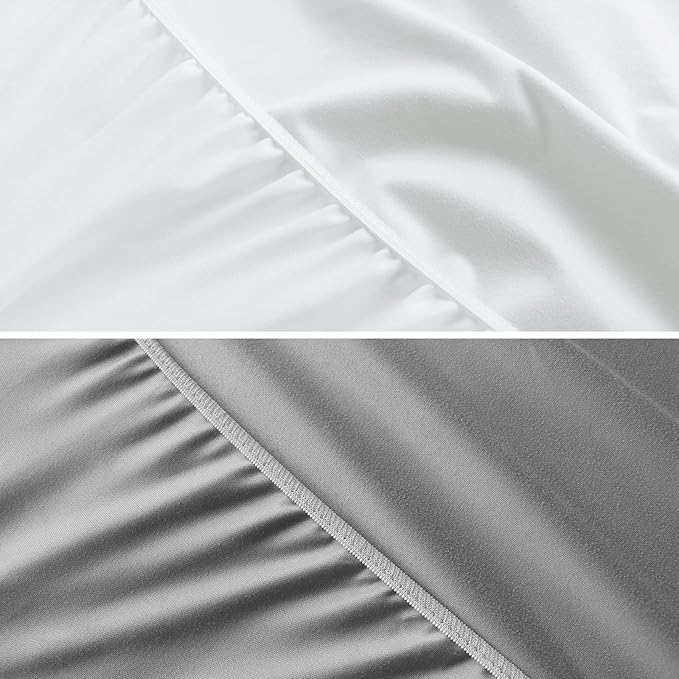 Waterproof Bassinet Sheets Fit for Miclassic, Baby Delight, TCBunny, Milliard, Dream On Me Traveler/Skylar and Other Bedside Sleeper Bassinet Mattress, Ultra Soft Microfiber Sheets, White & Grey