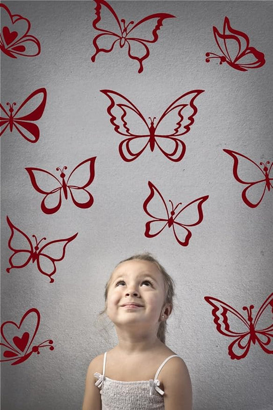 The Decal Guru Butterfly Wall Art Vinyl Stickers DIY Nursery or Girls Room Decor Peel and Stick Butterflies Decals (Burgundy, 55x58 inches)