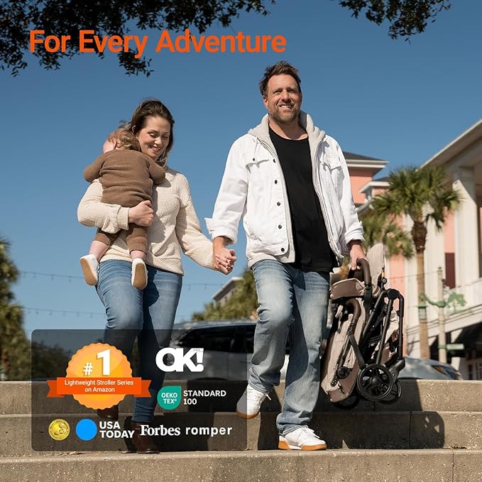MAMAZING Lightweight Baby Travel Stroller with Carbon Fiber Frame, Compact & Airplane-Friendly, One-Handed Folding Design, 11.6 lbs, Perfect for Toddlers, Simply Taupe