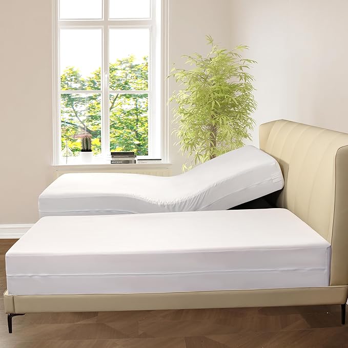 Split King Size Waterproof Mattress Pad - Fitted Mattress Protector with Quilted Pillow Top Mattress Topper - Quality Hypoallergenic Mattress Cover (39x80 x 2pcs) for Split Mattresses