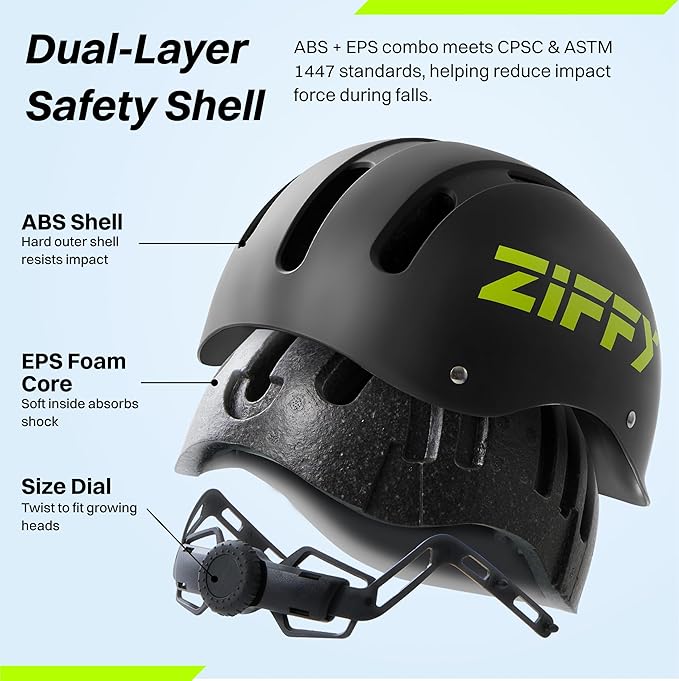 ZIFFY Kids/Toddler Bike Helmet, Adjustable, Lightweight, Safety Certified Scooter Helmet for Boys & Girls with Washable Inner Lining, 2 Sizes, 4 Colors – Fits Toddlers to Youth by Jova