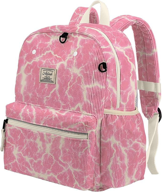 atgark Corduroy Kids Backpack for Girls 6-10: Girls Backpacks for Elementary Kindergarten 15” H Fit Folder