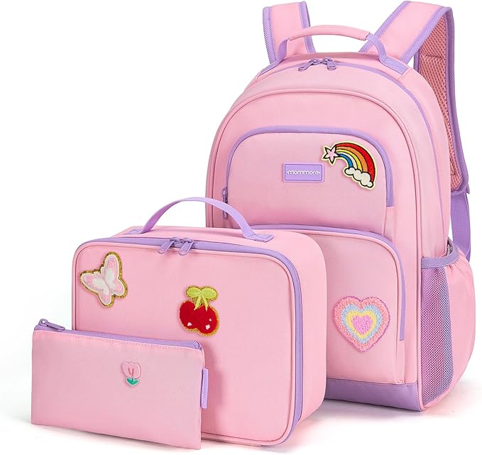 mommore Kids Backpack for Boys Girls Preschool Kindergarten Backpacks Lightweight Elementary School Bookbag with Lunch Box