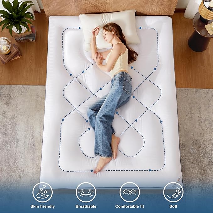 BEDLORE Twin Mattress Topper, Thick Pillow Top Pad for Back Pain Relief, Cooling Soft Mattress Cover with Deep Pockets 6-15 inch