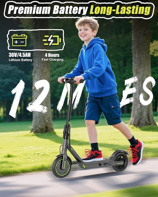 MAXSHOT Electric Scooter Adults & Big Kids, 350W Powerful Motor, Top Speed 16/19MPH, 12/16/19/21Miles Range, 8.5" Solid Tires Folding Commuter Escooter with Dual Suspension for Commuting, APP Control