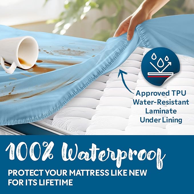 Guardmax Jersey Knitted Full Size Mattress Protector - Waterproof & Dust Mite Proof Mattress Cover with Stretchable Pockets - Soft, Comfortable, & Noiseless Waterproof Fitted Sheet.(54 x 75 x 13)