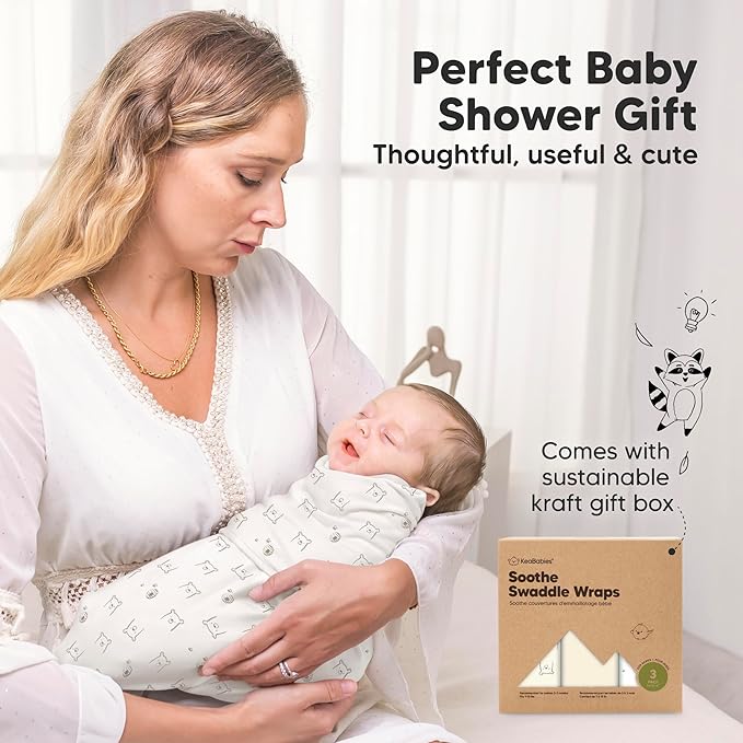 KeaBabies 3-Pack Organic Baby Swaddle Sleep Sacks - Swaddles for Newborns, Infant 0-3 Months, Baby Girls, Boys, Soft & Snug Newborn Sleep Sack, Nursery Swaddling Blankets (Bumble Bear)