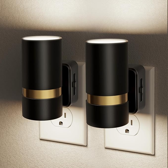 JandCase Night Lights Plug into Wall, Automatic Night Light with Dusk to Dawn, 2 Pack 0-100LM Dimmable Plug in LED Nightlight 5000K Daylight for Bedroom, Hallway, Stairs