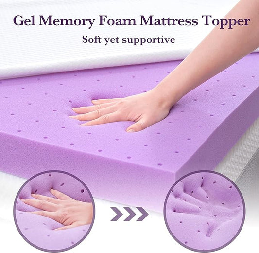 SINWEEK 2 Inch Gel Memory Foam Mattress Topper with Cooling Cover Ventilated Soft Mattress Pad, Bed Topper, CertiPUR-US Certified, Full Size