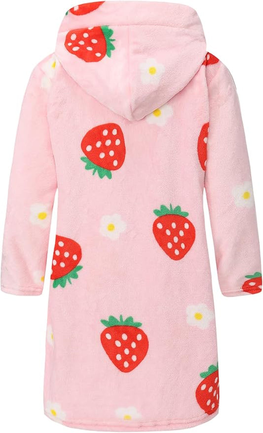 Kid Fleece Hooded Robes Girls Bathrobes Boys Soft Plush Sleepwear Toddler Fuzzy Pajamas