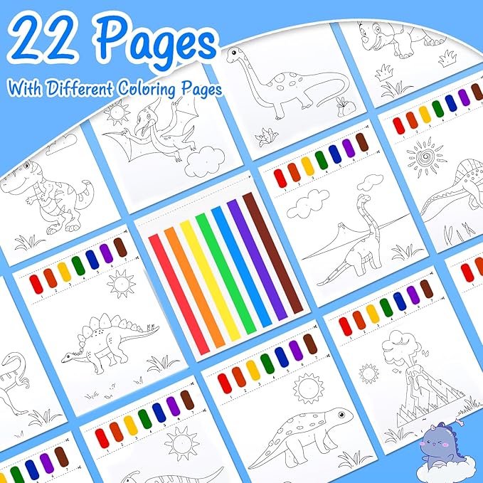 Paint with Water Coloring Books for Toddlers, Watercolor Painting Book and Drawing Art Paper for Kids Ages 3 4 5 6 7 8 Years Old, Dinosaurs Art Craft for Drawing with Brush