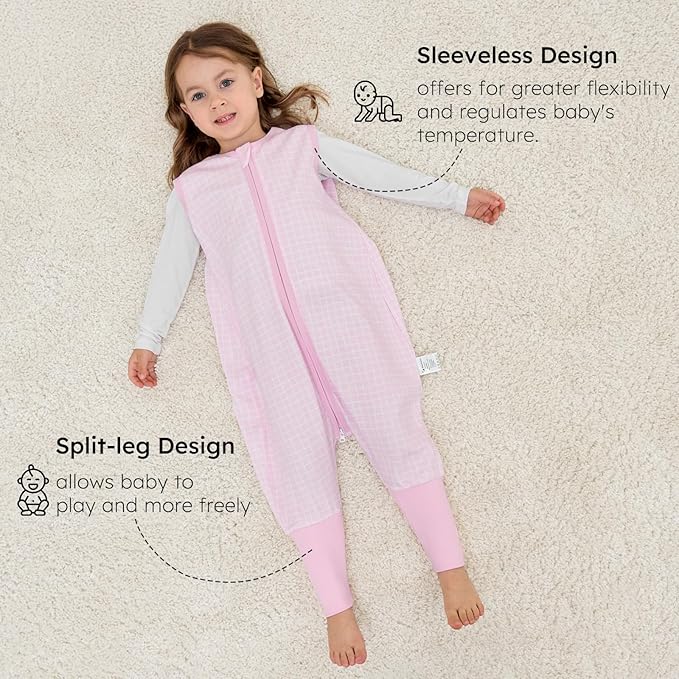 Yoofoss Toddler Sleep Sack With Feet 3-4T 100% Organic Cotton Baby Sleep Sack with Legs Toddler Wearable Blanket with 2-Way Zipper