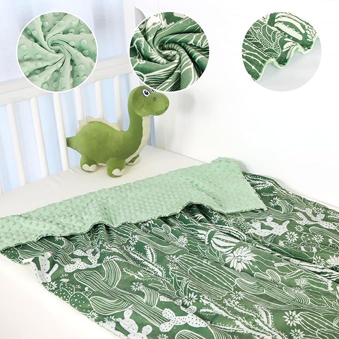 Baby Blankets for Girls, Toddler Newborn Blanket Double Layer with Dotted Backing Crib Receiving Blanket for Toddler Nursery Bed Blanket, Cactus, 30x40 Inches